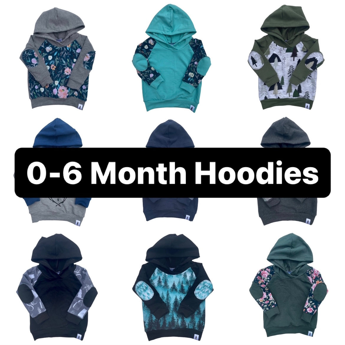 0-6 Month Bamboo Hoodies (various prints/colours)