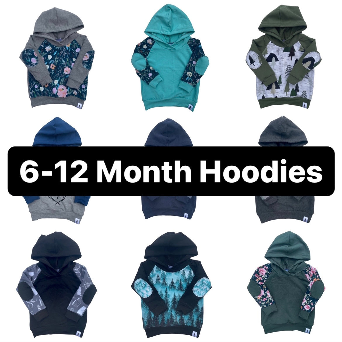 6-12 Month Bamboo Hoodies (various prints/colours)