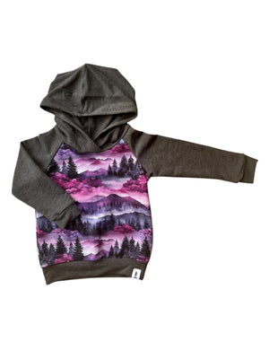 Charcoal Purple Linen Mountain Hoodie