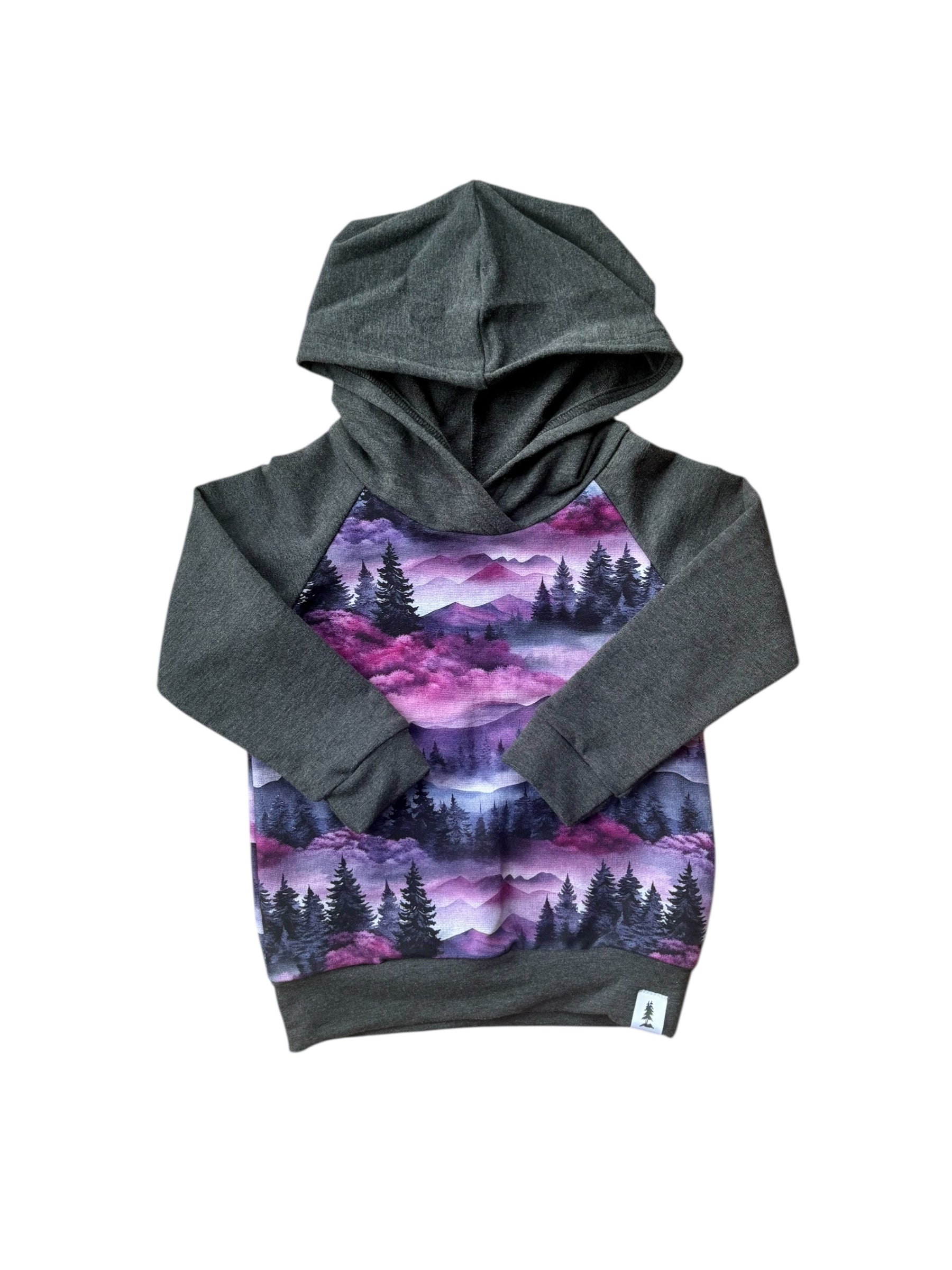 Charcoal Purple Linen Mountain Hoodie