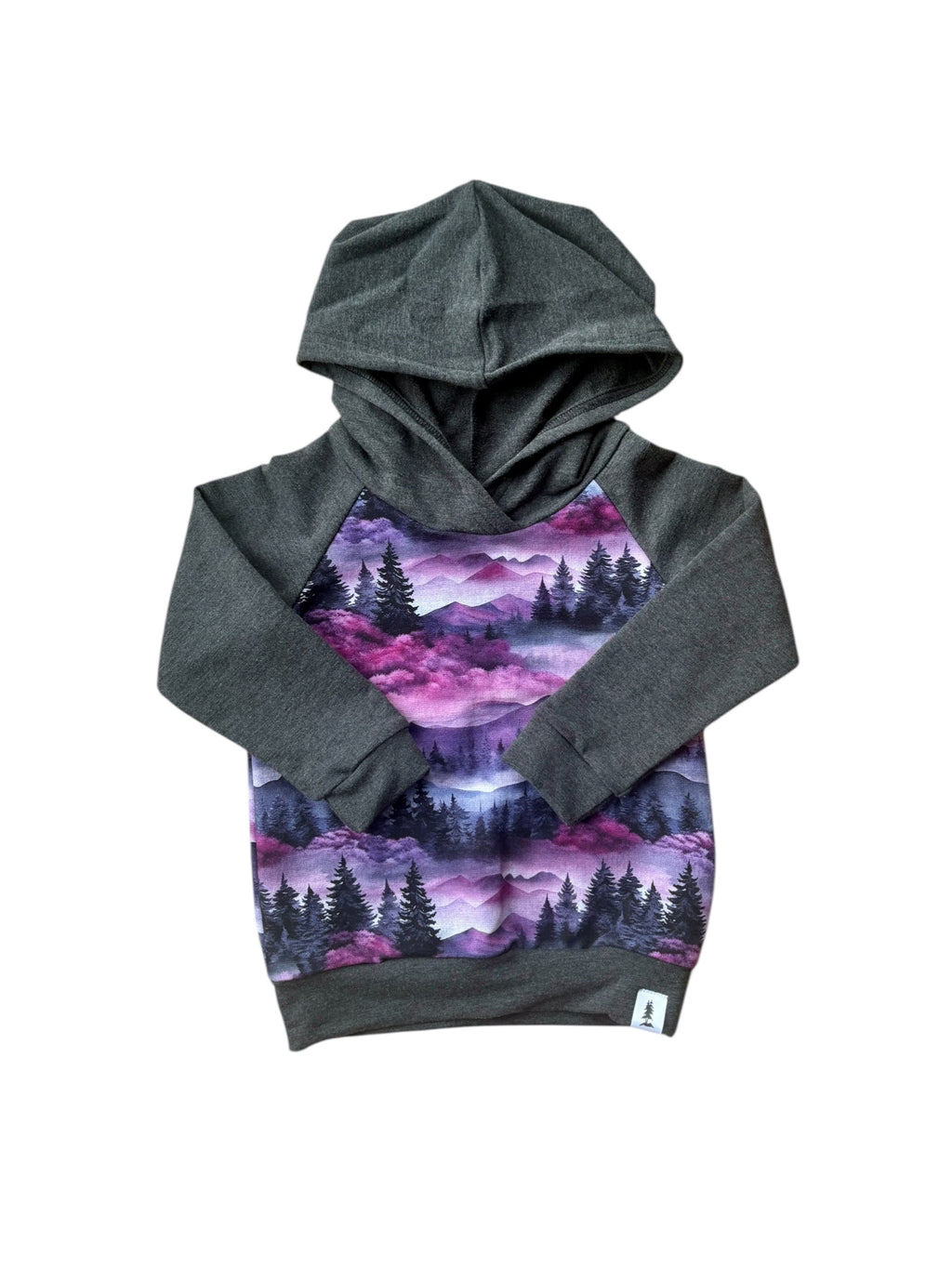 Charcoal Purple Linen Mountain Hoodie