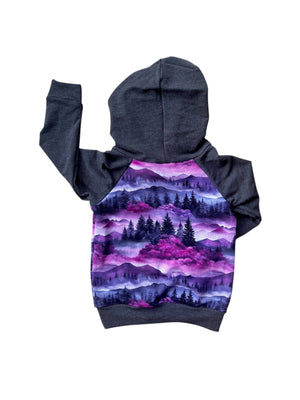 Charcoal Purple Linen Mountain Hoodie